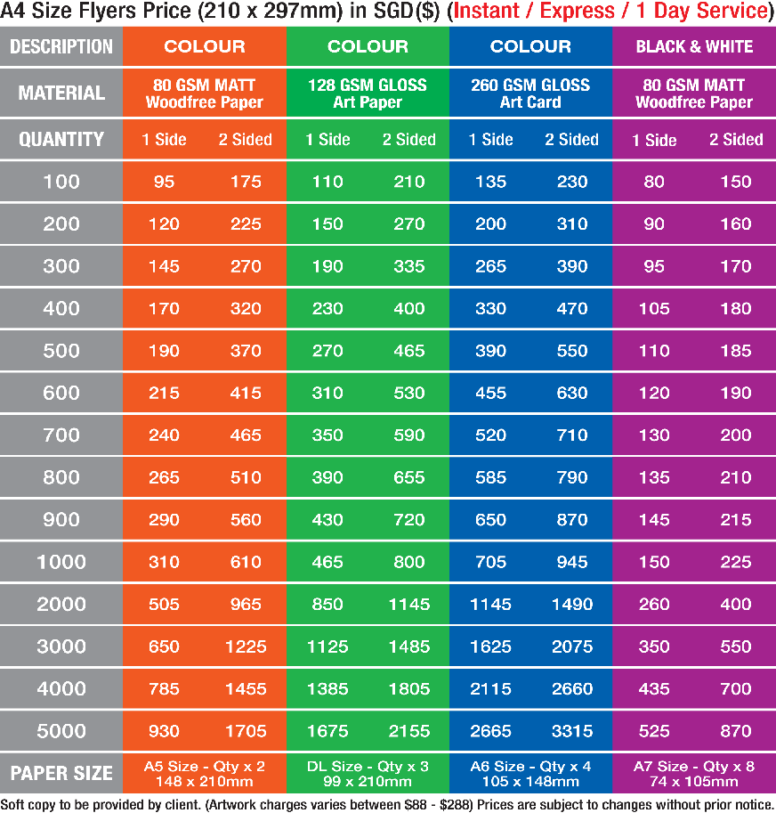Flyers Price Instant Printing Services Singapore Cheap and Quality